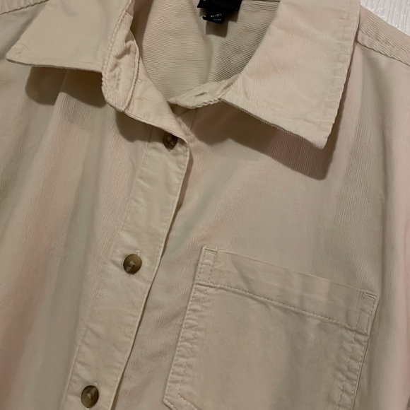 ART CLASS Oversized Lightweight Corduroy Layering Shirt, Girls XL, Ivory - Picture 5 of 8